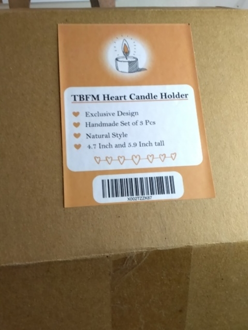 TBFM Heart Candle Holder Set - Orange Label